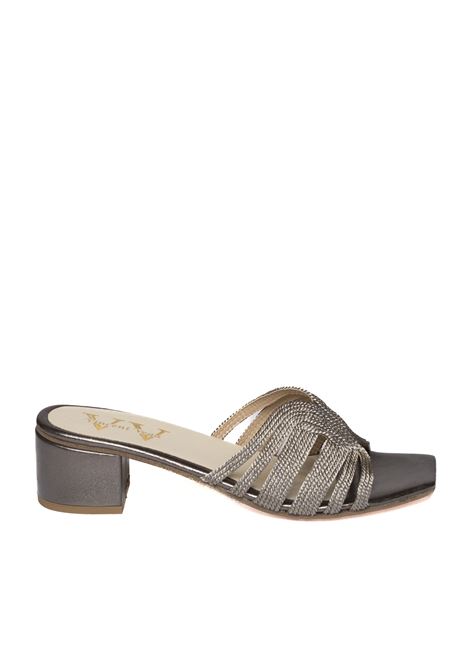 Pewter rafia sandal VINCENT VEGA | BOLTON PTQ40RAFIA-PLOMO